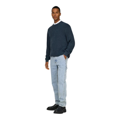 Light Denim Blue - Lifestyle - Only Mens Denim Carpenter Relaxed Fit Jeans
