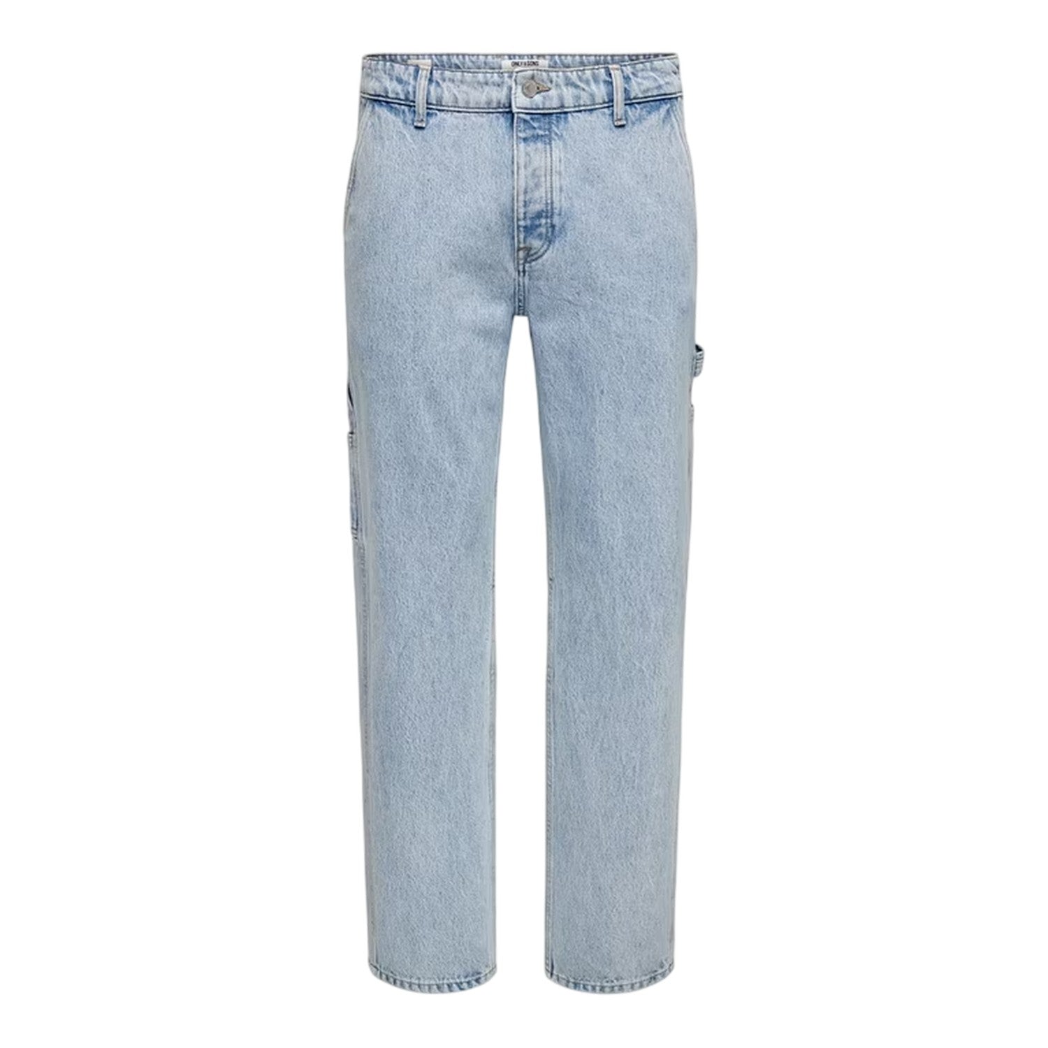 Light Denim Blue - Front - Only Mens Denim Carpenter Relaxed Fit Jeans