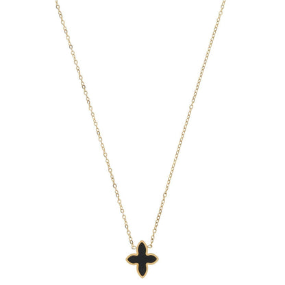 Gold-Black - Back - Miso Stainless Steel Flower Necklace