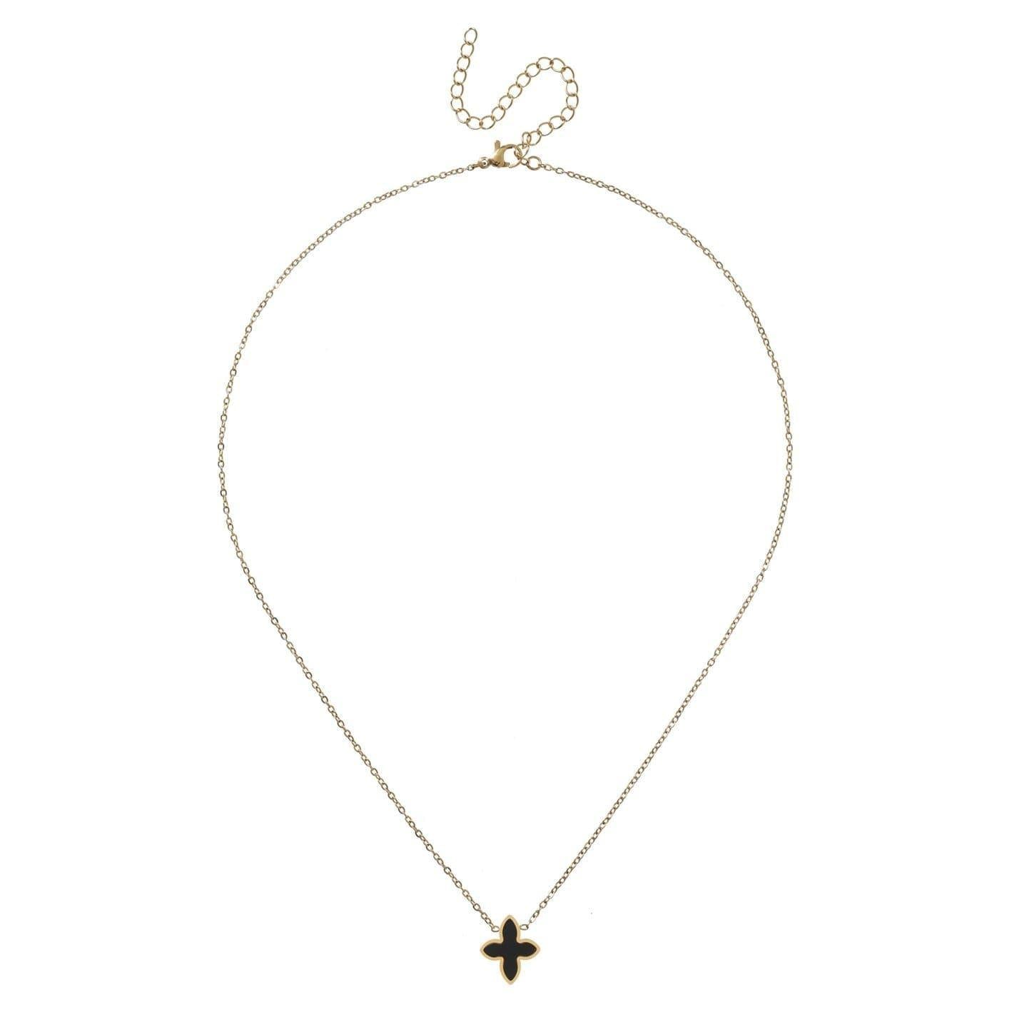 Gold-Black - Front - Miso Stainless Steel Flower Necklace