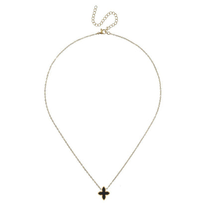 Gold-Black - Front - Miso Stainless Steel Flower Necklace