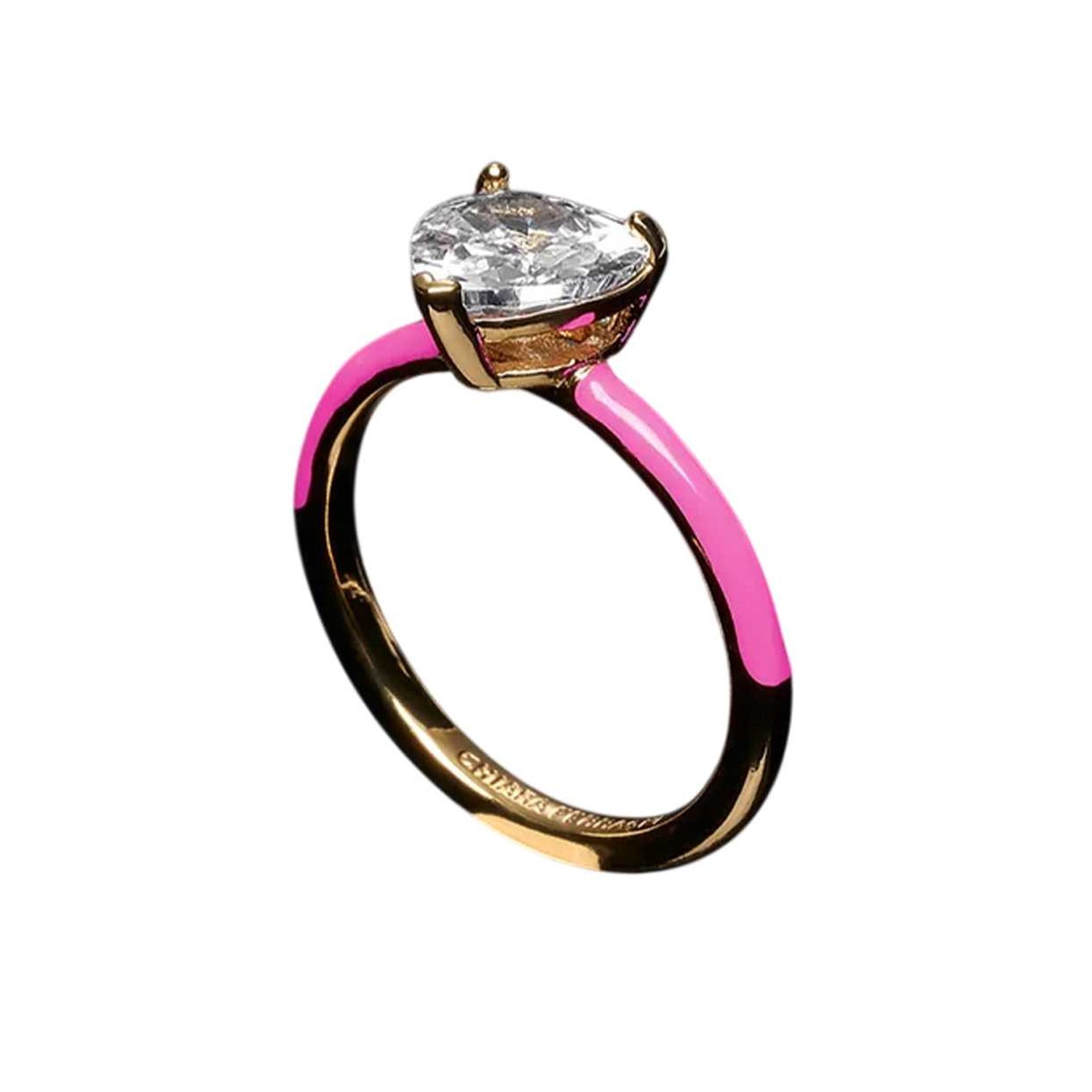 Yellow Gold-Pink - Side - Chiara Ferragni Womens-Ladies Love Parade Ring