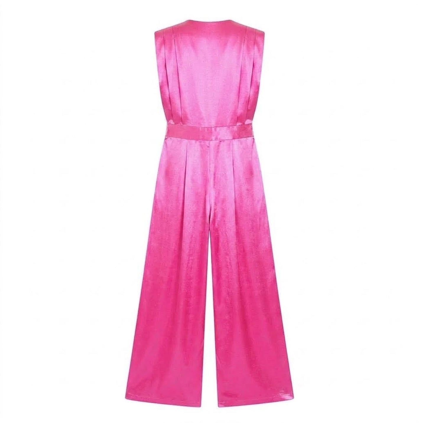 Pink - Back - Missy Empire Womens-Ladies Wide Leg Sleeveless Jumpsuit