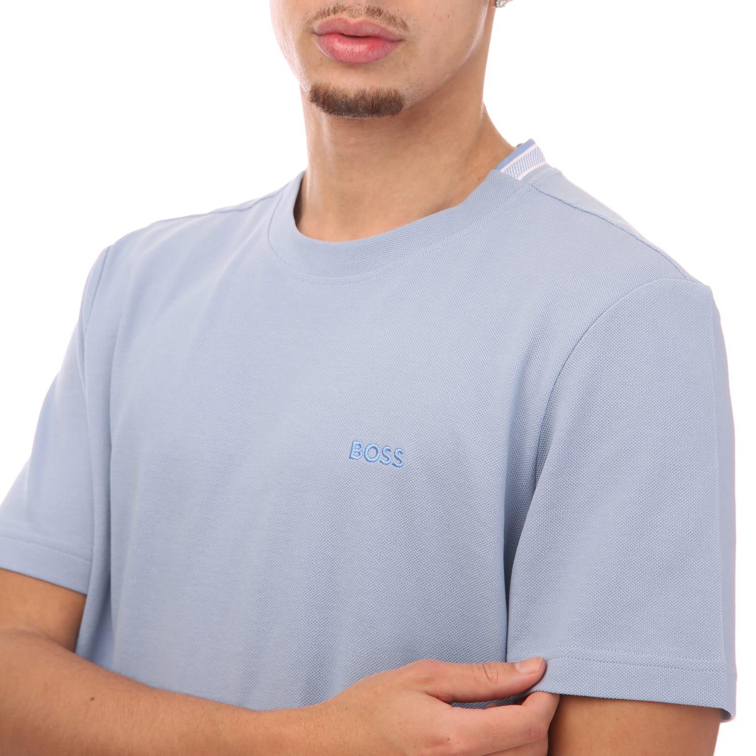 Blue - Side - Boss Mens Piqué T-Shirt