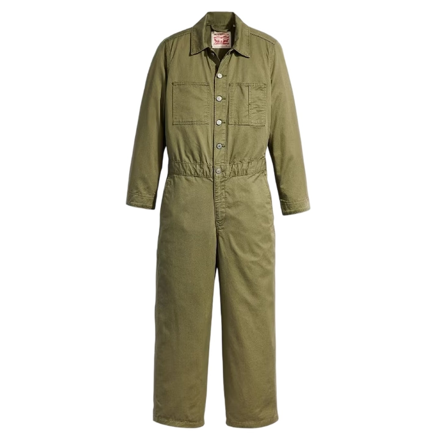 Olive Night - Front - Levis Womens-Ladies Iconic Denim Collared Wide Leg Long-Sleeved Jumpsuit