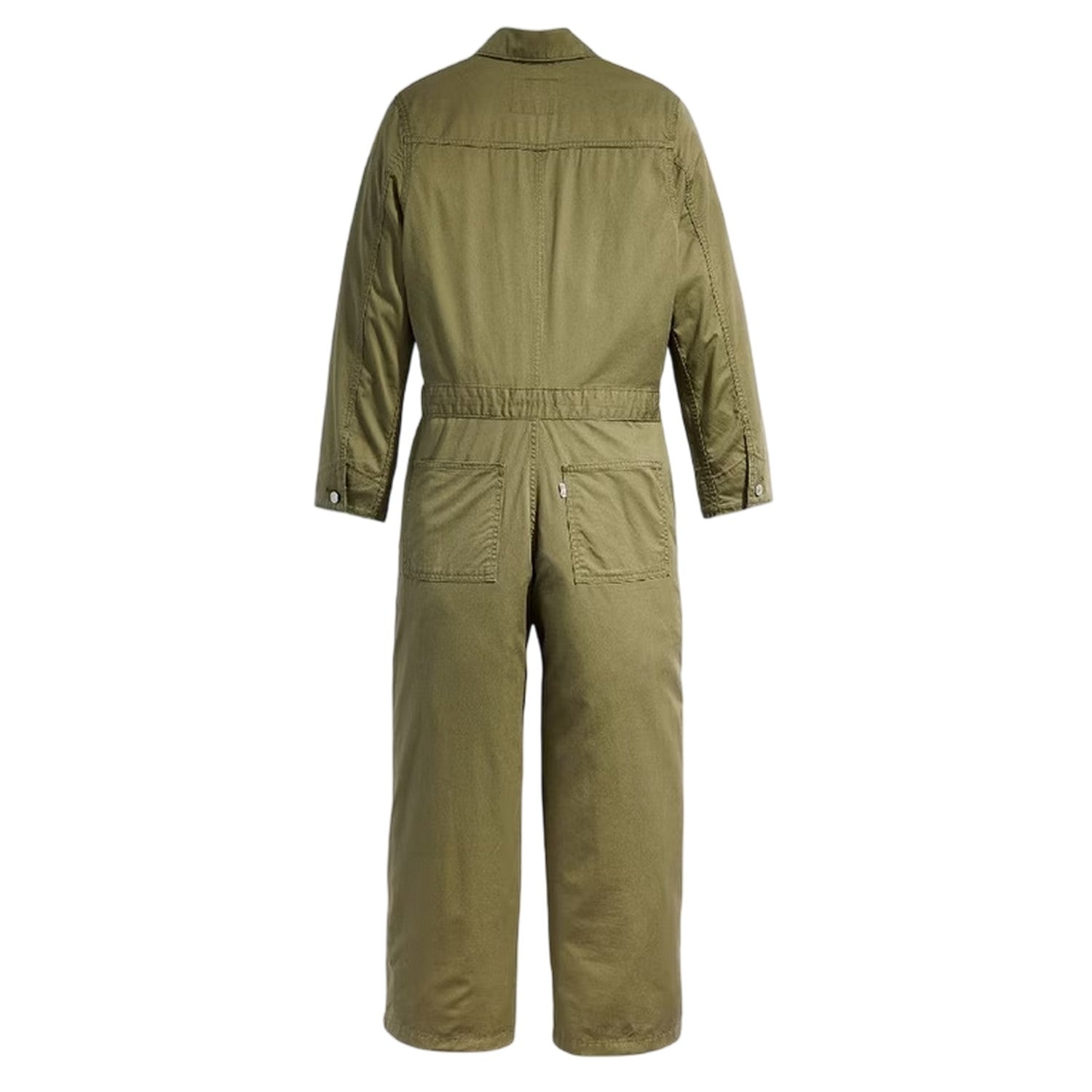 Olive Night - Back - Levis Womens-Ladies Iconic Denim Collared Wide Leg Long-Sleeved Jumpsuit