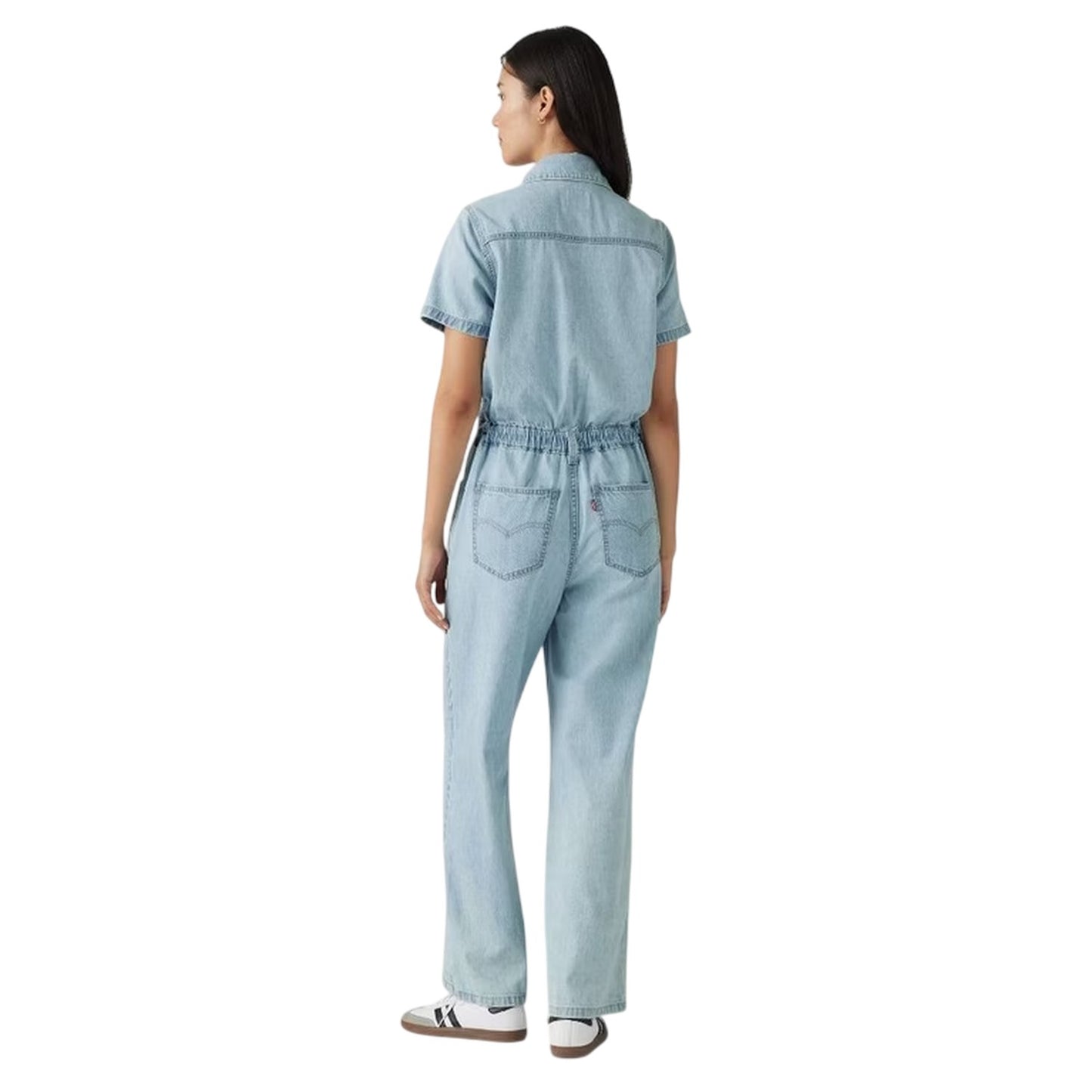 Blue - Back - Levis Womens-Ladies Denim Short-Sleeved Jumpsuit