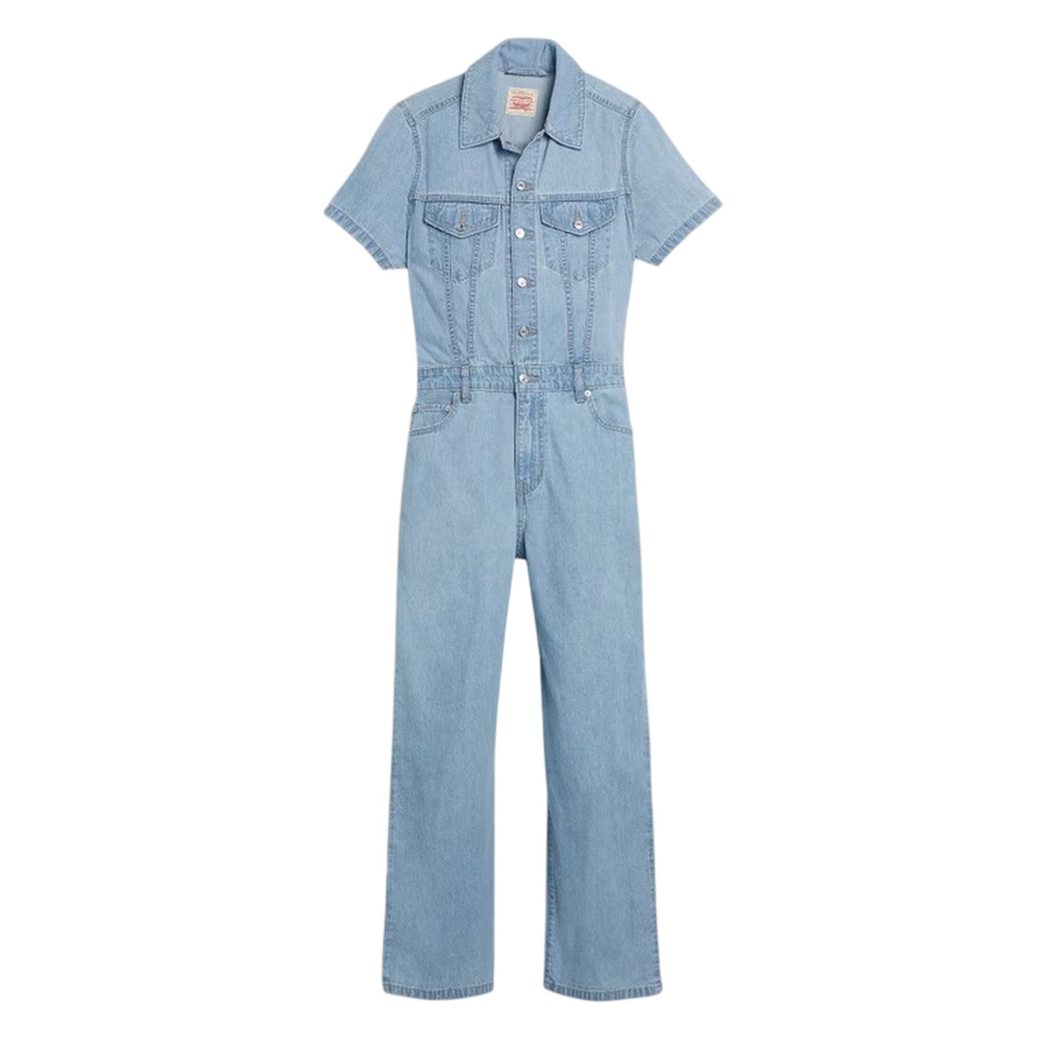 Blue - Front - Levis Womens-Ladies Denim Short-Sleeved Jumpsuit