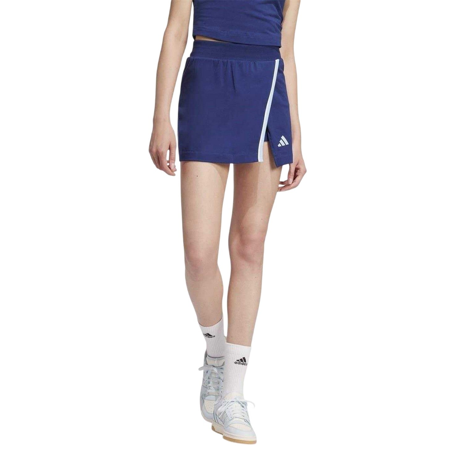 Dark Blue - Side - Adidas Womens-Ladies Cotton Colour Pop Skort