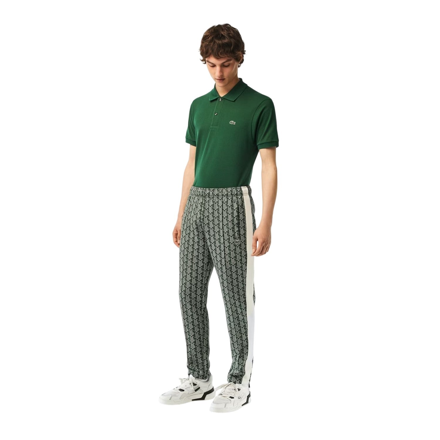 Green-Wood - Side - Lacoste Mens Geometric Regular Tracksuit