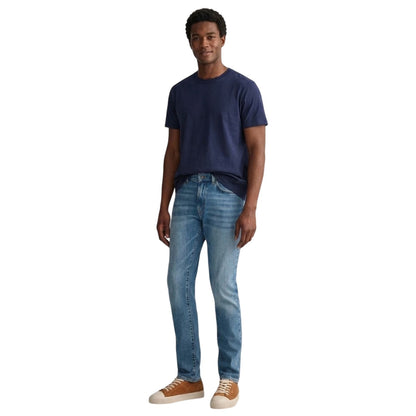 Blue - Side - Gant Mens Denim Slim Jeans