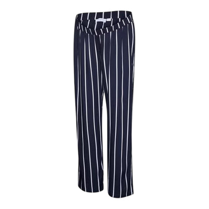 Dark Navy - Front - Mamalicious Womens-Ladies Vertical Stripe Wide Leg Maternity Trousers