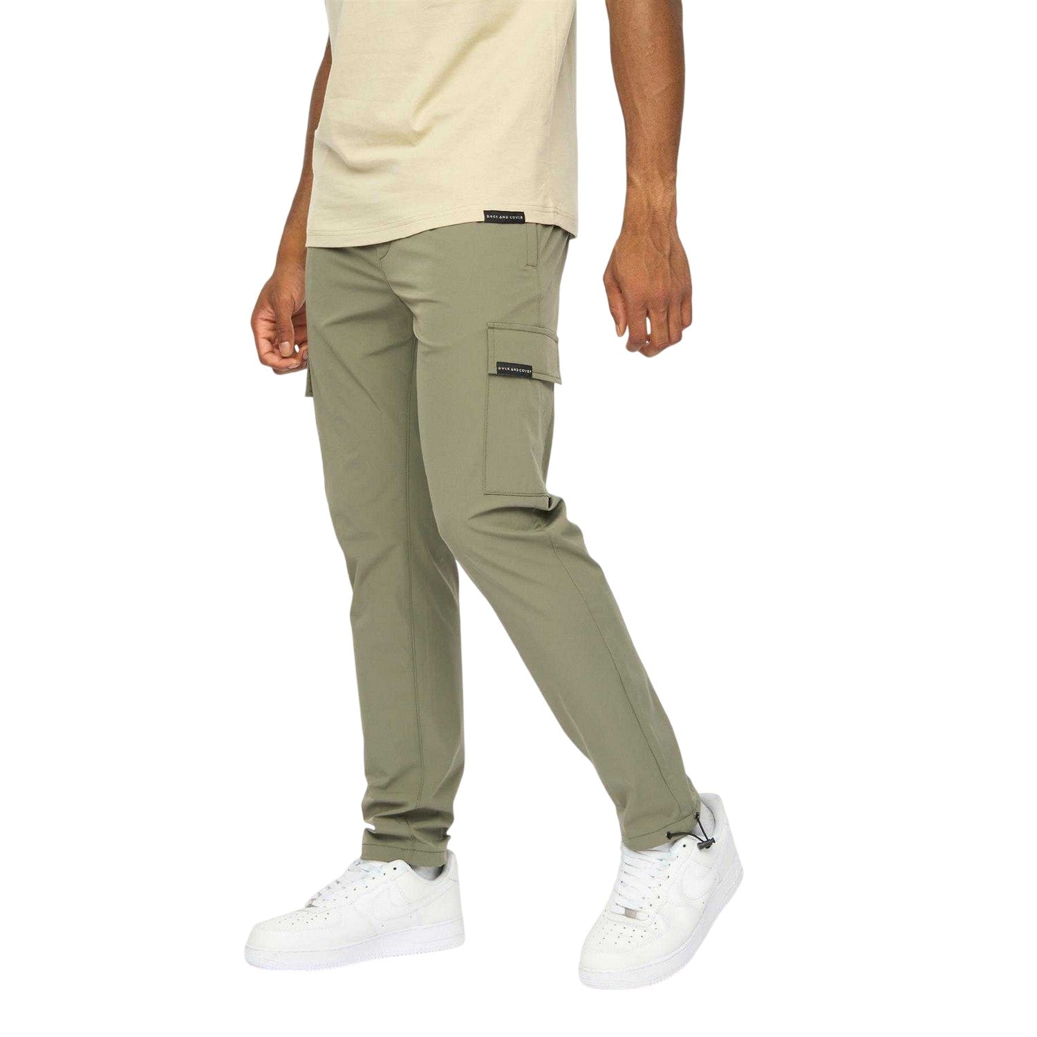 Olive - Side - Duck and Cover Mens Chatslare Nylon Combat Trousers