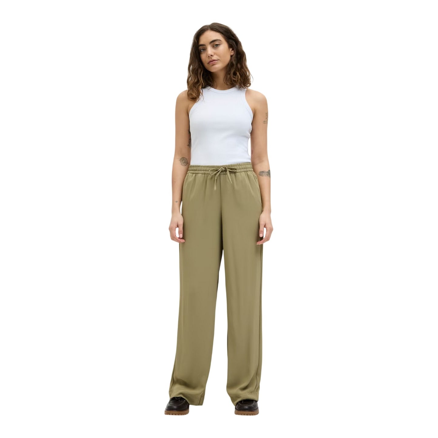 Aloe Green - Side - JJXX Womens-Ladies Lia Relaxed Fit Trousers