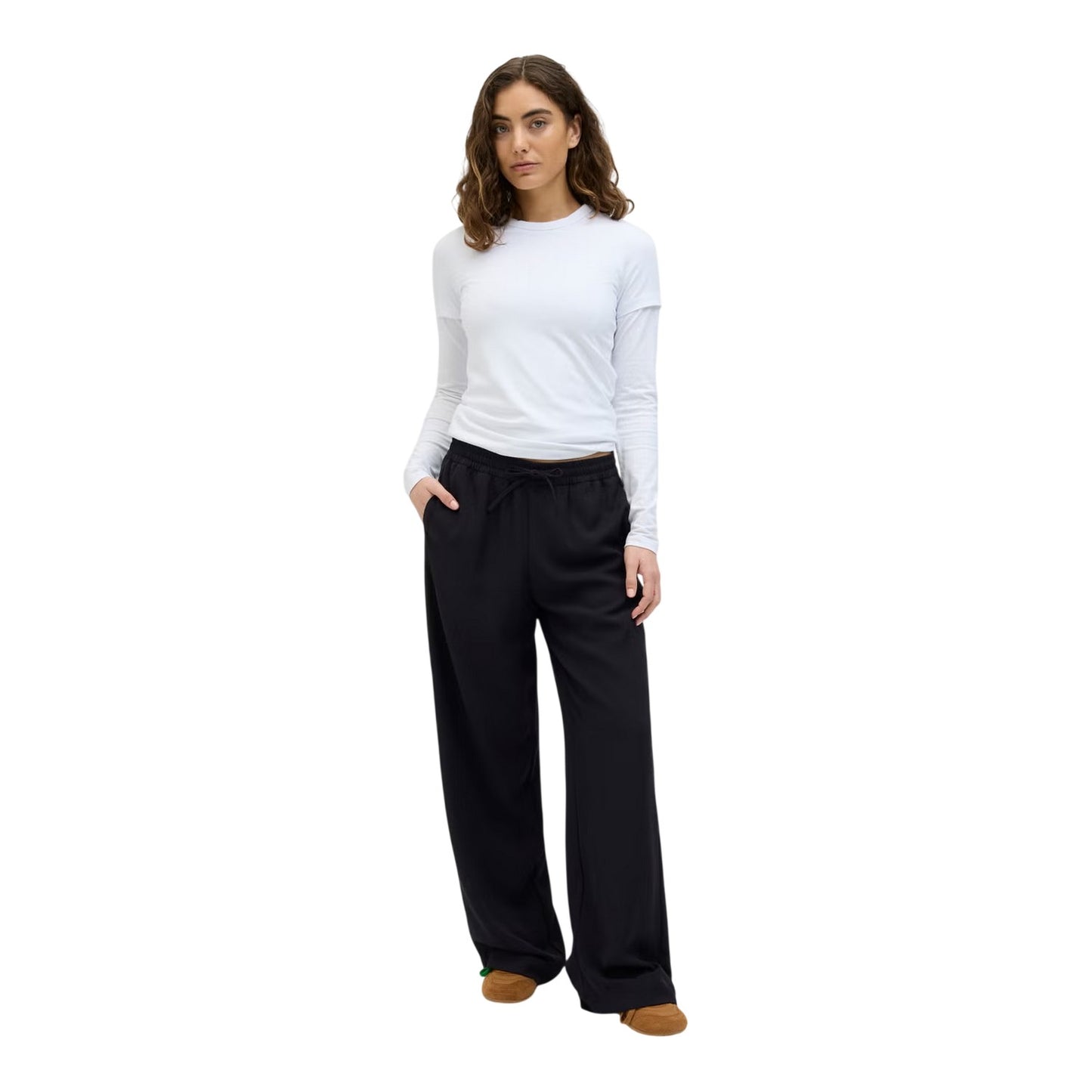 Black - Side - JJXX Womens-Ladies Lia Relaxed Fit Trousers