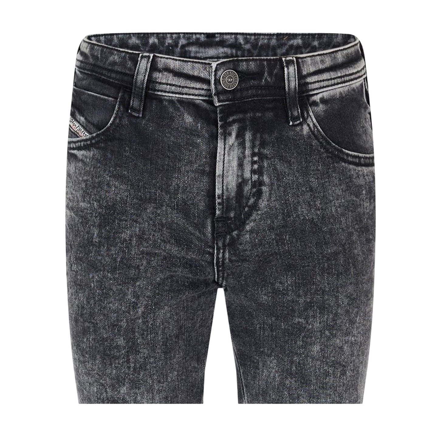 Black-Grey-Denim - Side - Diesel Womens-Ladies Denim 5 Pockets Straight Jeans