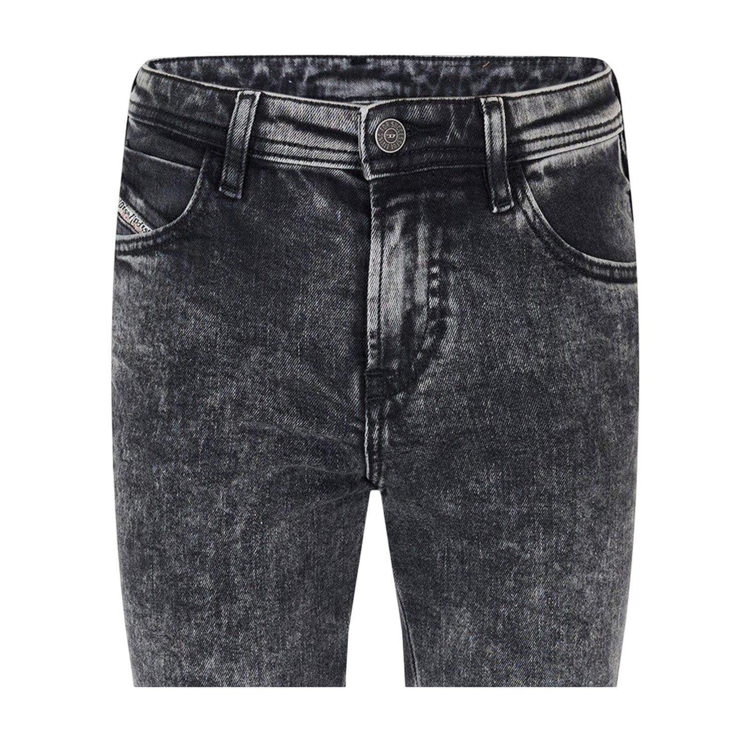 Black-Grey-Denim - Side - Diesel Womens-Ladies Denim 5 Pockets Straight Jeans
