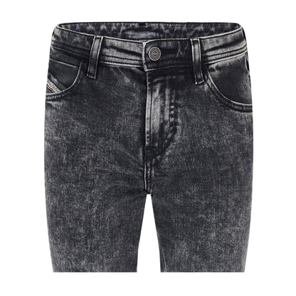 Black-Grey-Denim - Side - Diesel Womens-Ladies Denim 5 Pockets Straight Jeans