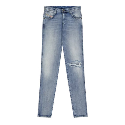 Blue Denim - Front - Diesel Womens-Ladies Denim 5 Pockets Straight Jeans