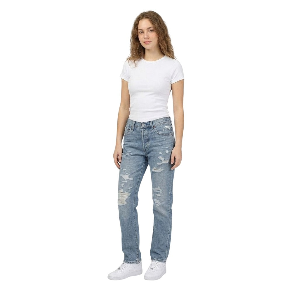 Love Melody - Back - Levis Unisex Adult 501 Original Denim Distressed 5 Pockets Straight Jeans