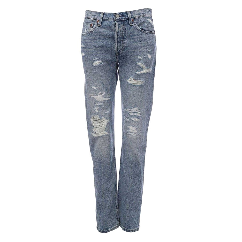 Love Melody - Front - Levis Unisex Adult 501 Original Denim Distressed 5 Pockets Straight Jeans