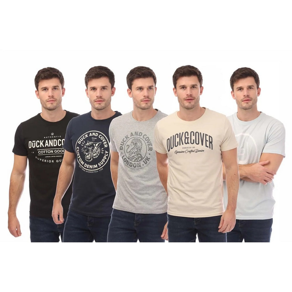 Black-Navy-Grey - Front - Duck and Cover Mens Ventmans T-Shirt (Pack of 5)