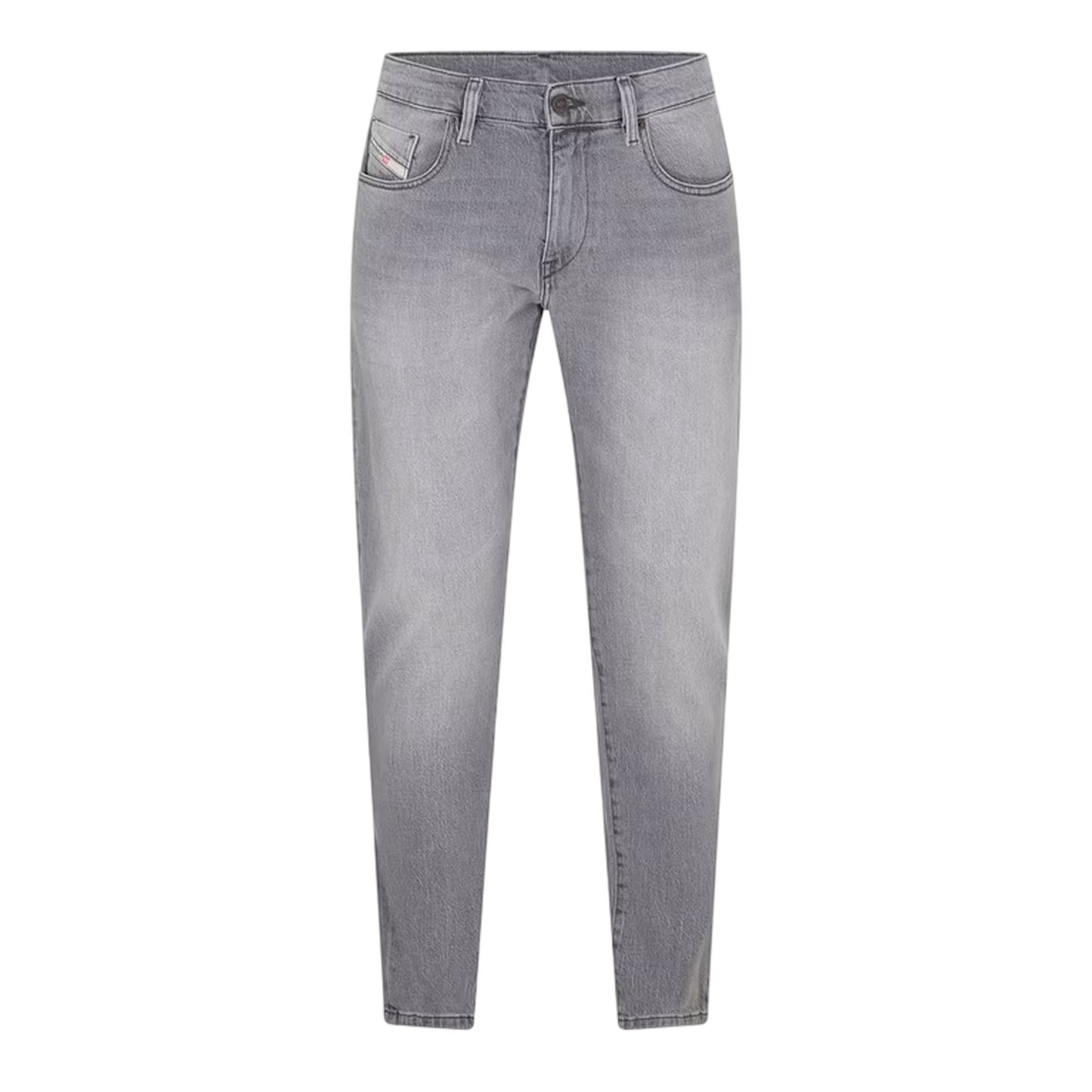 Grey - Front - Diesel Mens Denim 5 Pockets Straight Leg Jeans