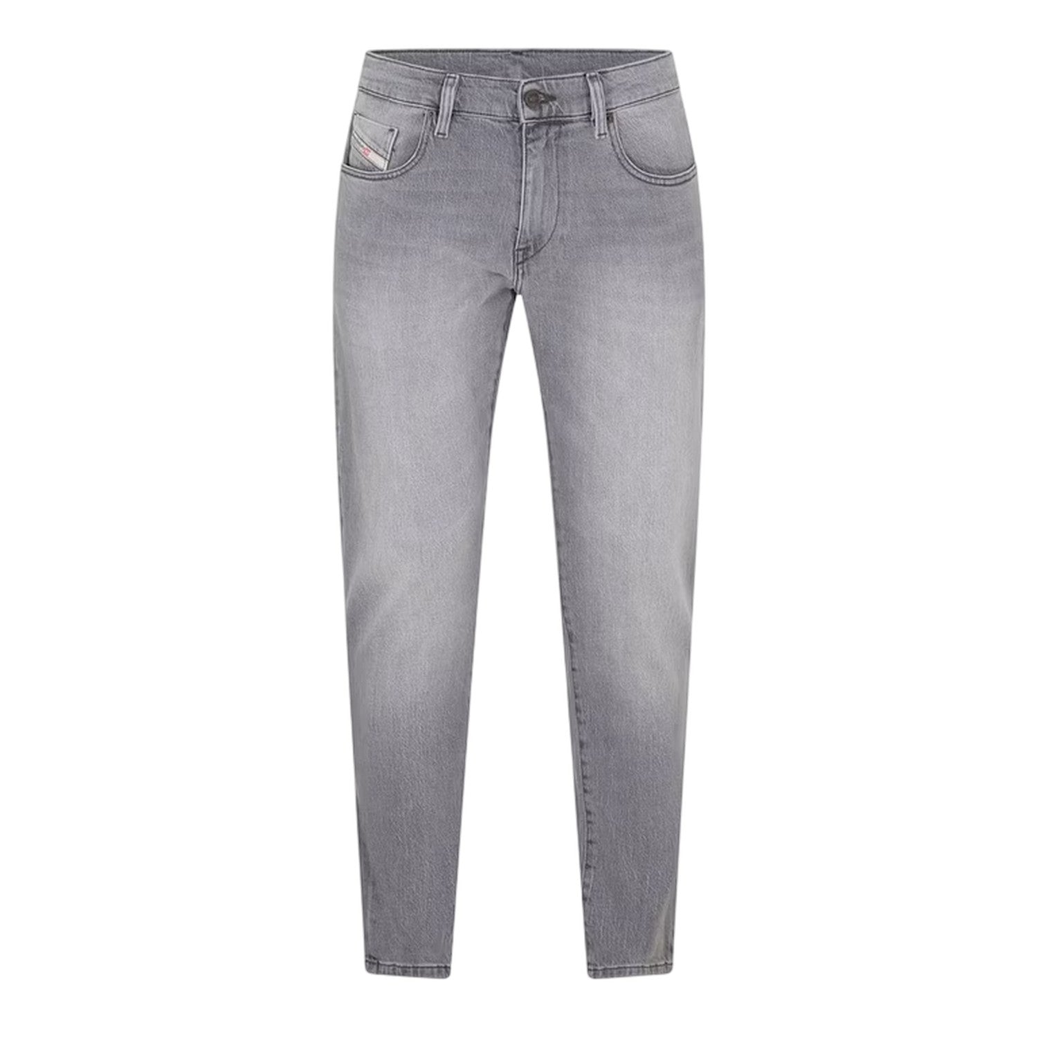 Grey - Front - Diesel Mens Denim 5 Pockets Straight Leg Jeans