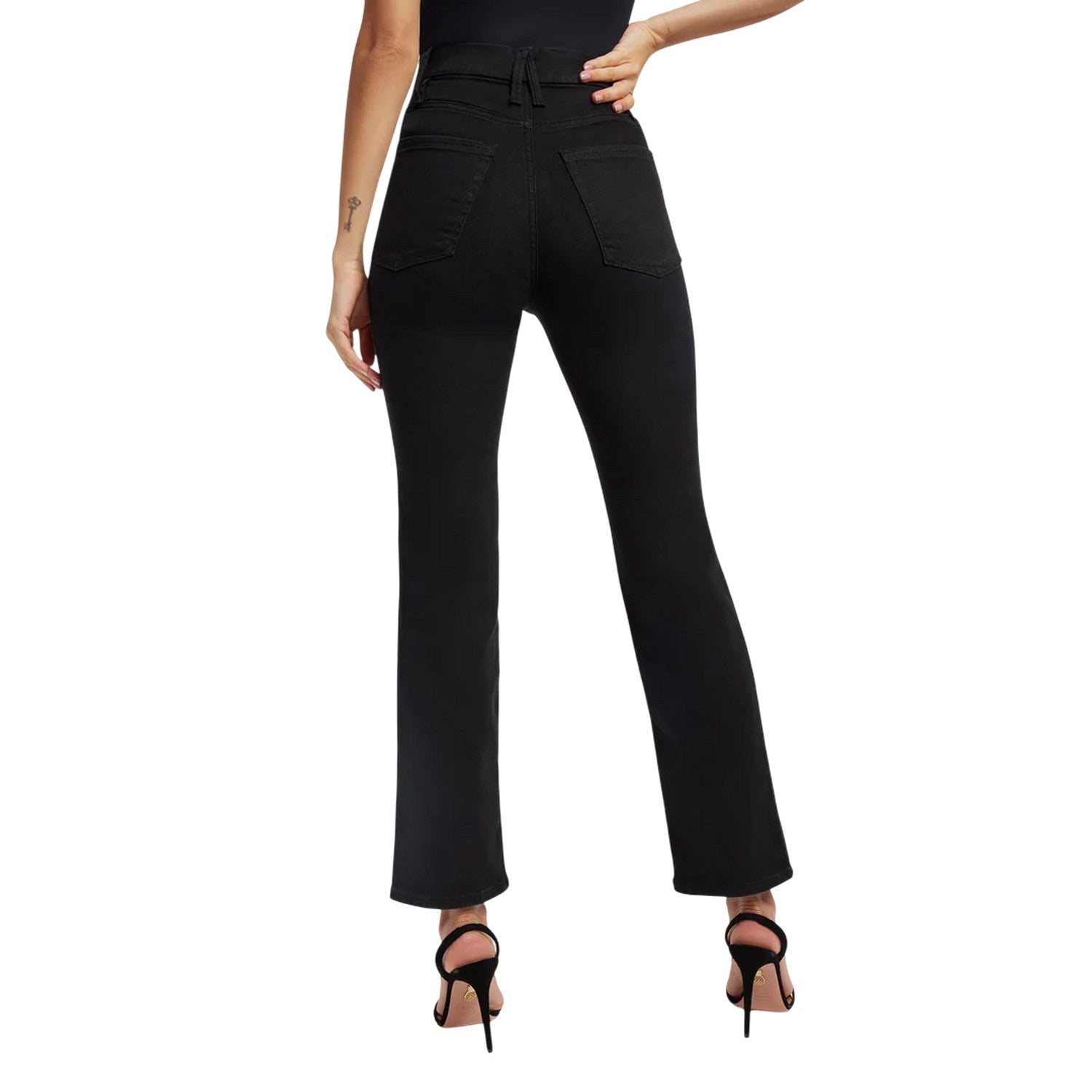 Black - Back - Good American Womens-Ladies 5 Pockets Straight Leg Jeans