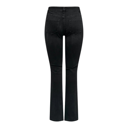 Washed Black - Back - Only Womens-Ladies Denim Wide Leg Regular Jeans