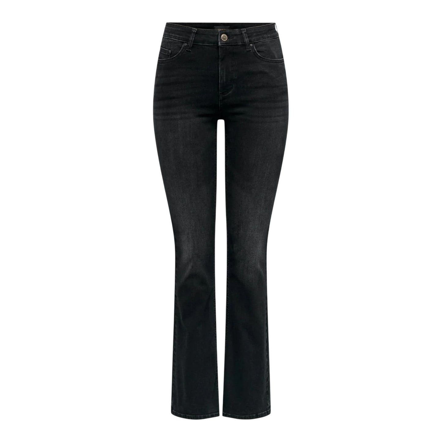 Washed Black - Front - Only Womens-Ladies Denim Wide Leg Regular Jeans
