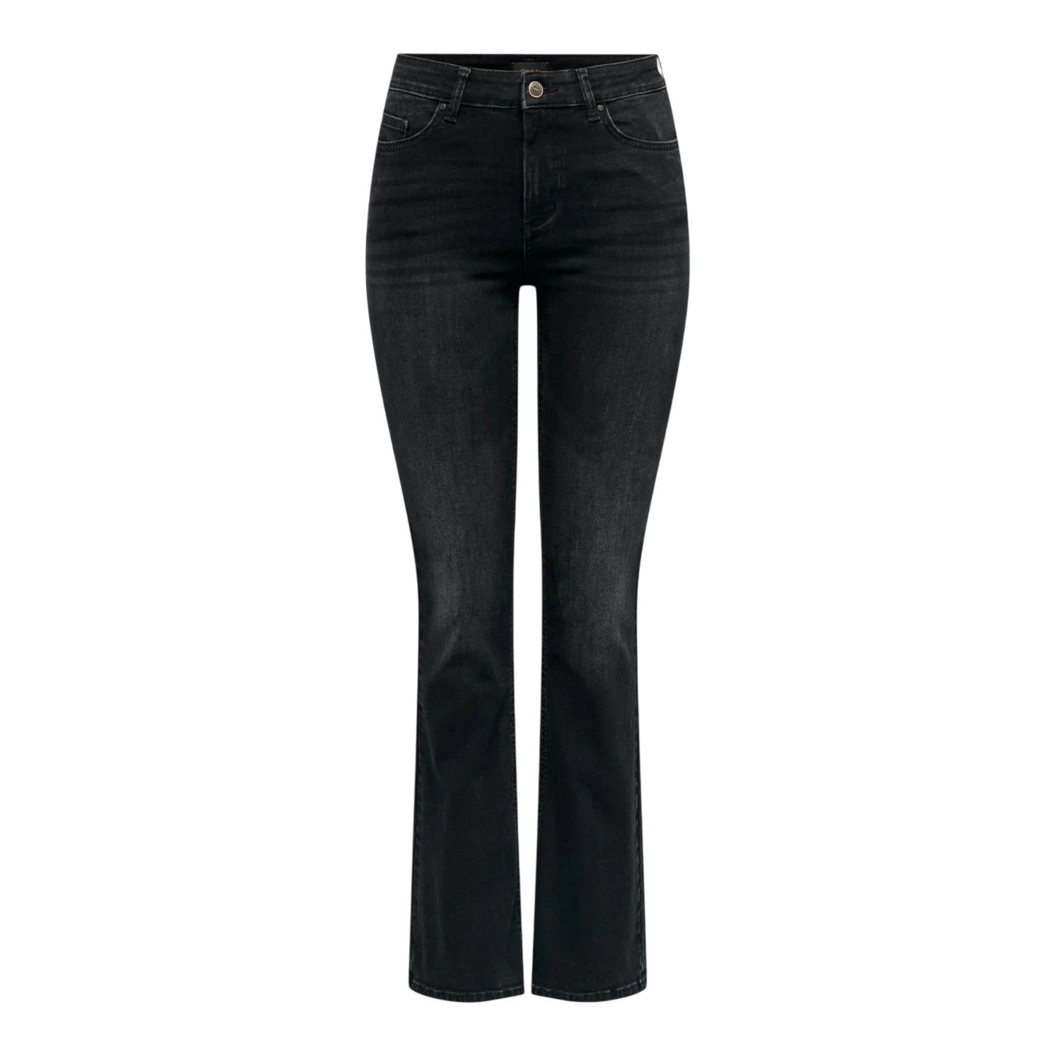 Washed Black - Front - Only Womens-Ladies Denim Wide Leg Regular Jeans