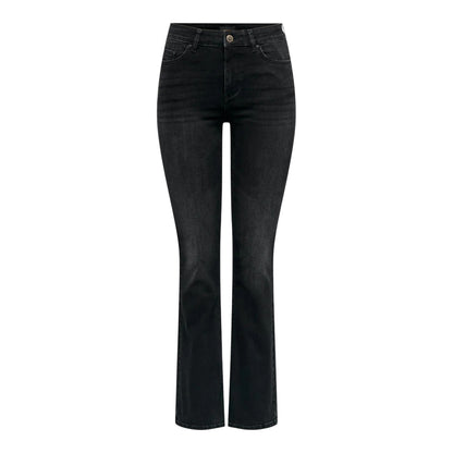 Washed Black - Front - Only Womens-Ladies Denim Wide Leg Regular Jeans