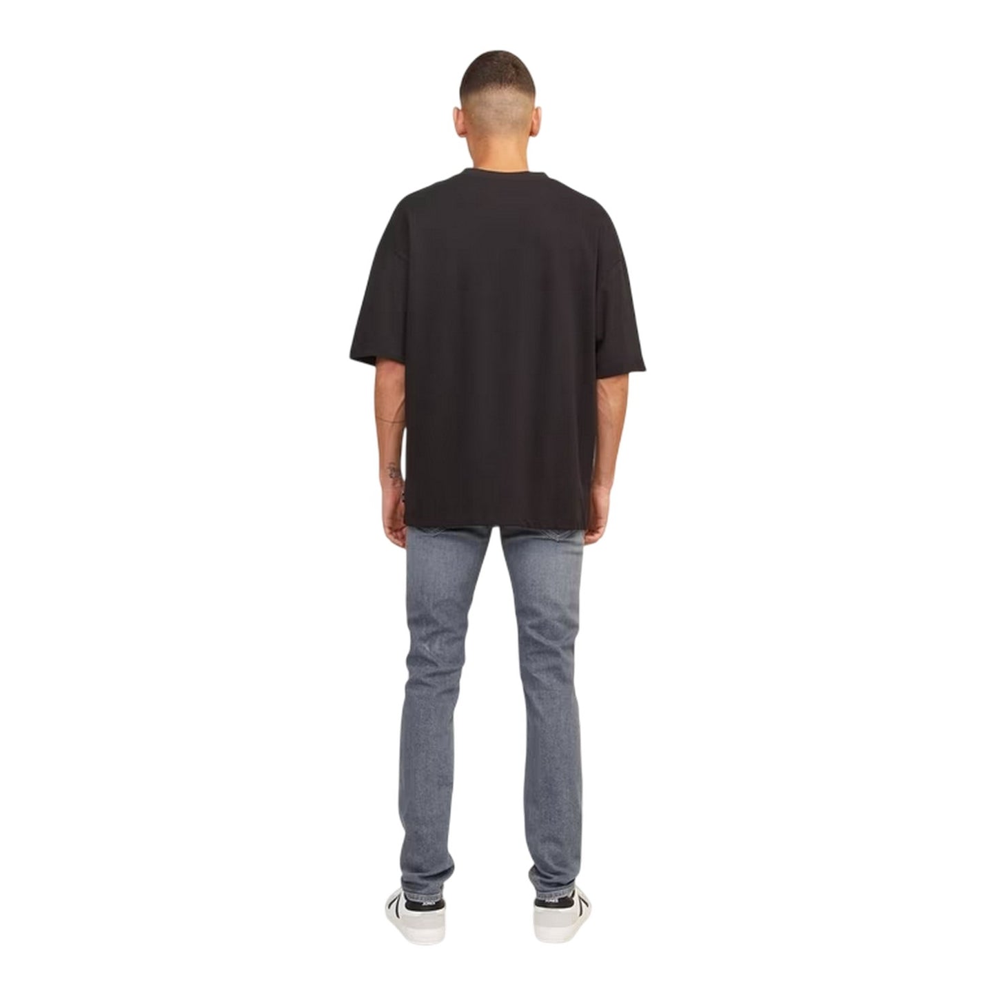 Grey Denim - Back - Jack And Jones Mens Liamevan 5 Pockets Slim Jeans