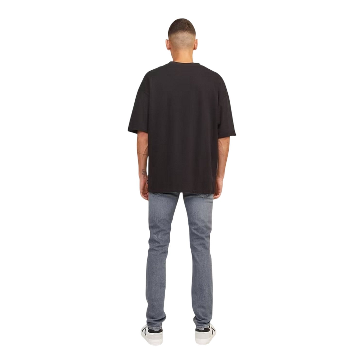 Grey Denim - Back - Jack And Jones Mens Liamevan 5 Pockets Slim Jeans