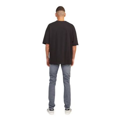 Grey Denim - Back - Jack And Jones Mens Liamevan 5 Pockets Slim Jeans