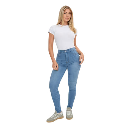 Light Blue - Side - I Saw It First Womens-Ladies High Waist Skinny Jeans