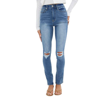 Mid Blue - Front - I Saw It First Womens-Ladies High Waist Skinny Jeans