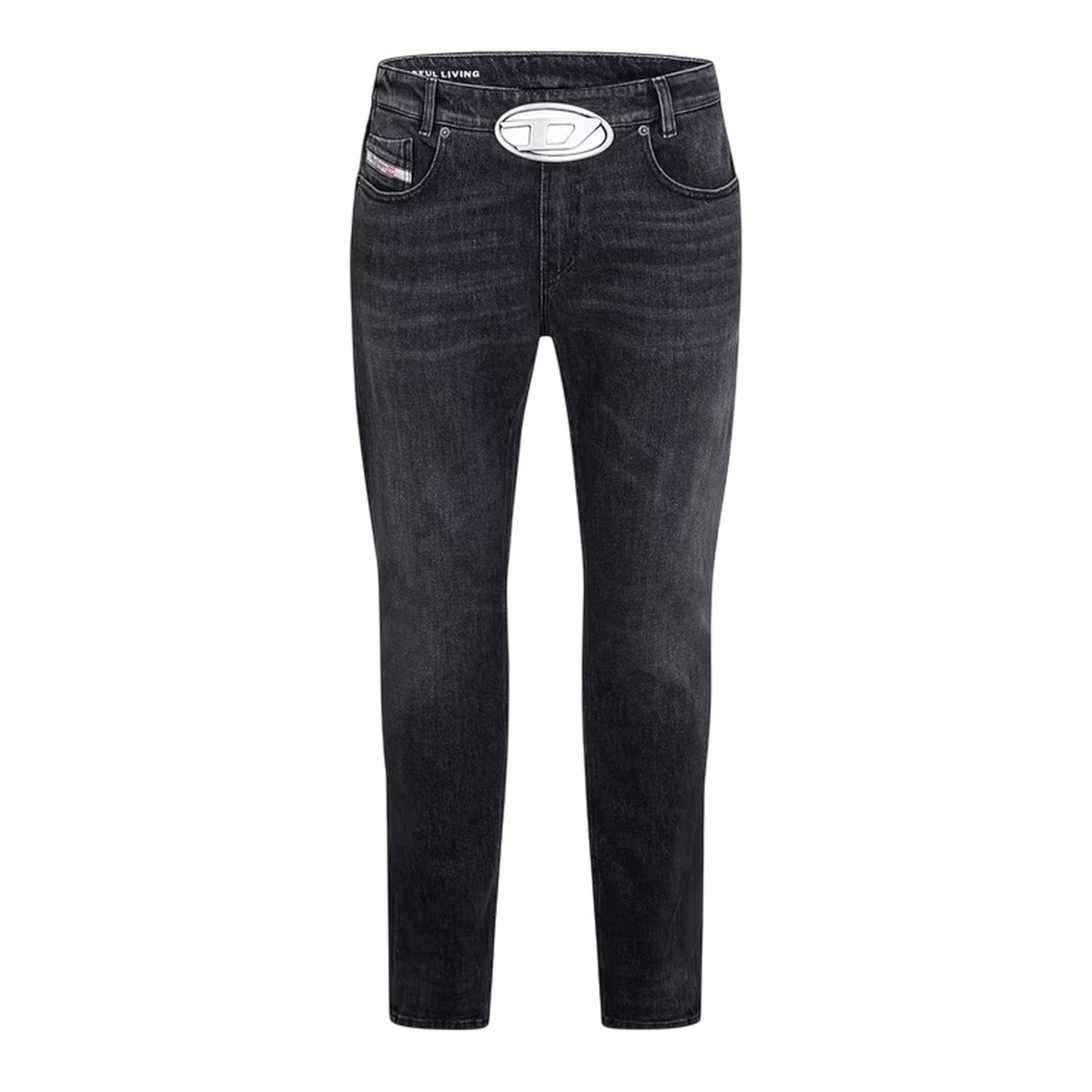 Black-Grey-Denim - Front - Diesel Mens Striket D 5 Pockets Straight Jeans