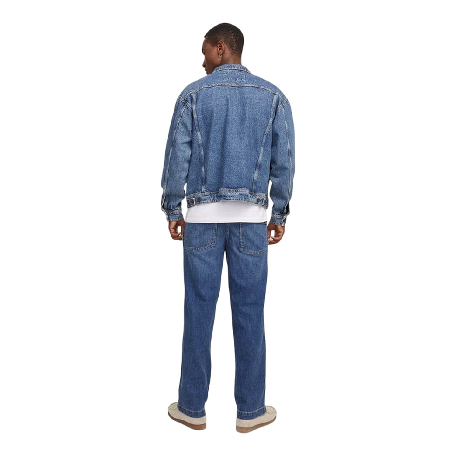 Blue Denim - Back - Jack And Jones Mens Denim Carpenter Wide Leg Relaxed Fit Jeans