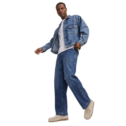Blue Denim - Side - Jack And Jones Mens Denim Carpenter Wide Leg Relaxed Fit Jeans