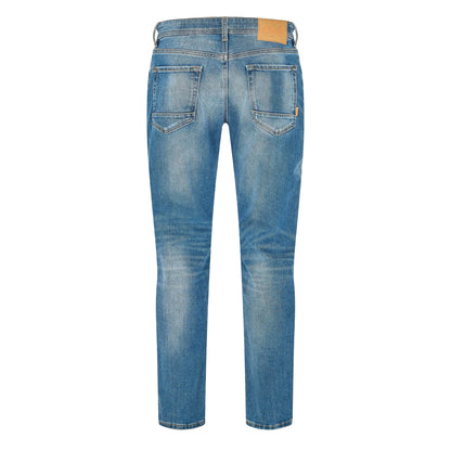 Navy - Back - Boss Mens Distressed 5 Pockets Slim Jeans