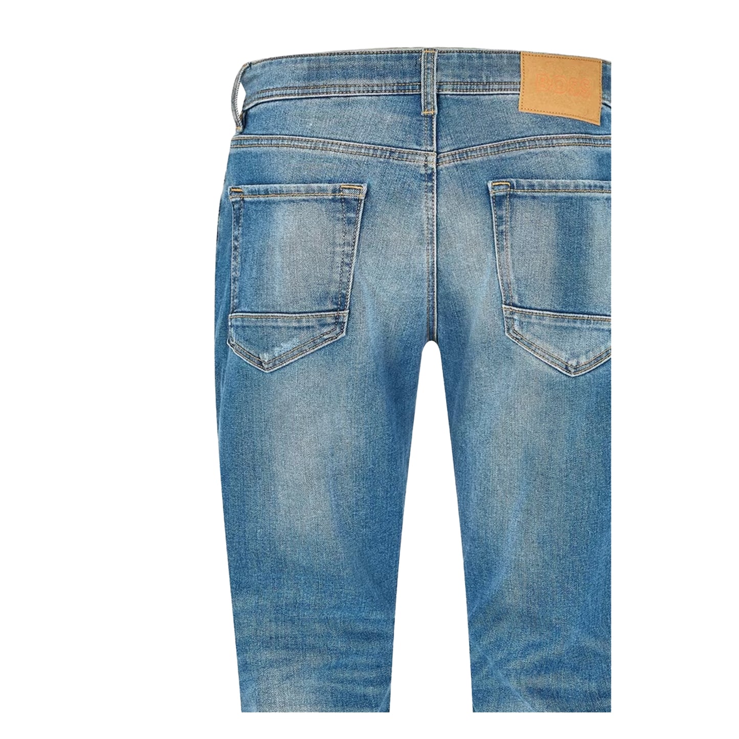 Navy - Side - Boss Mens Distressed 5 Pockets Slim Jeans