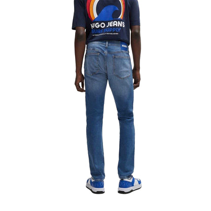 Medium Blue - Back - Hugo Mens Denim 5 Pockets Slim Jeans