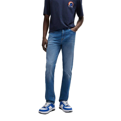 Medium Blue - Lifestyle - Hugo Mens Denim 5 Pockets Slim Jeans