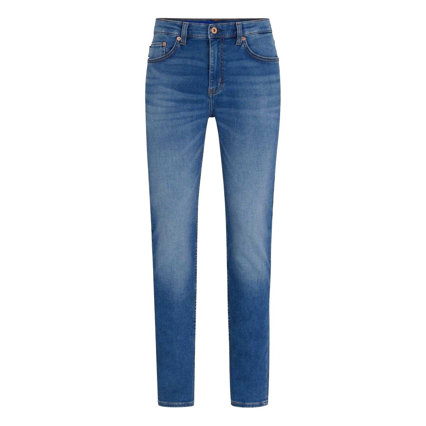 Medium Blue - Front - Hugo Mens Denim 5 Pockets Slim Jeans