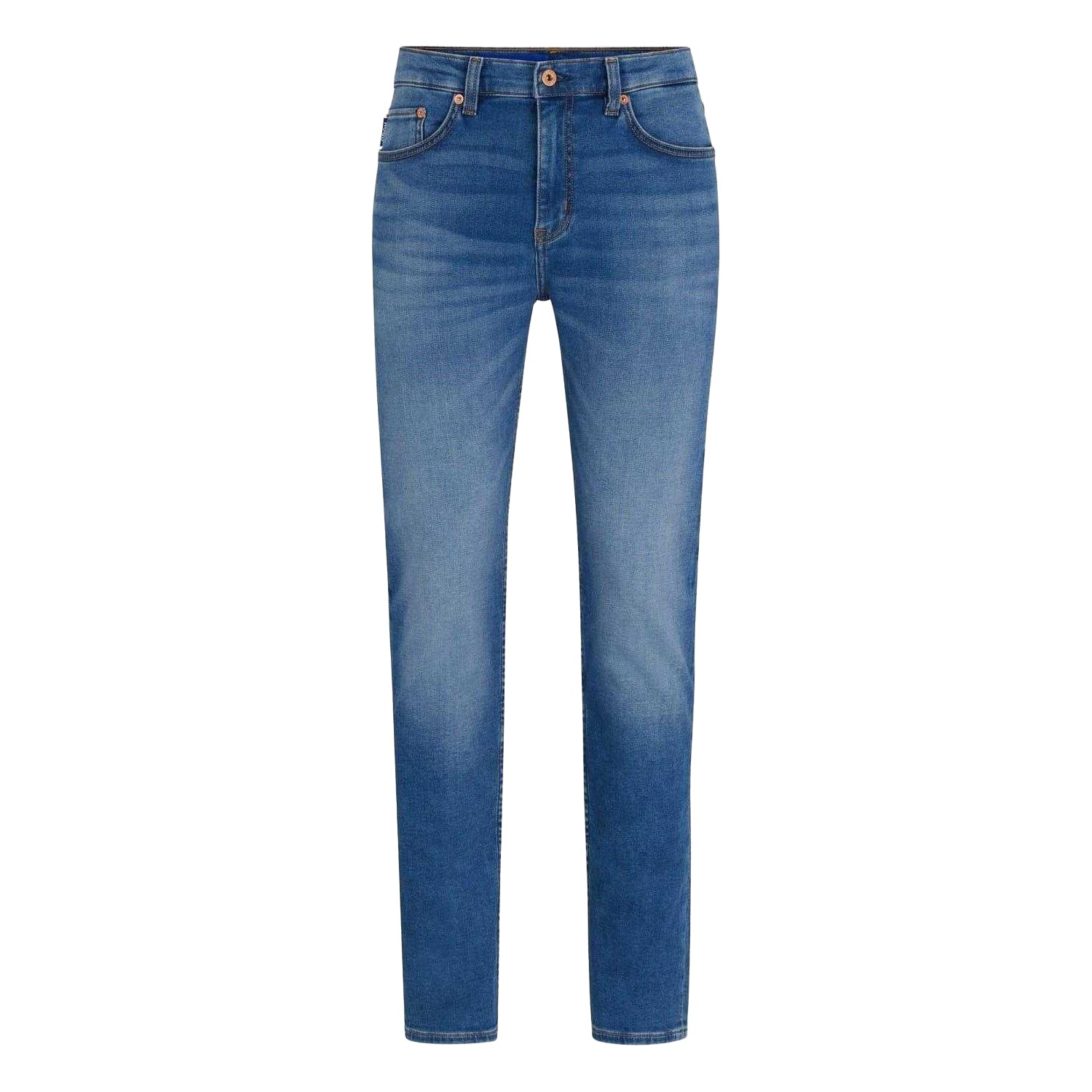 Medium Blue - Front - Hugo Mens Denim 5 Pockets Slim Jeans