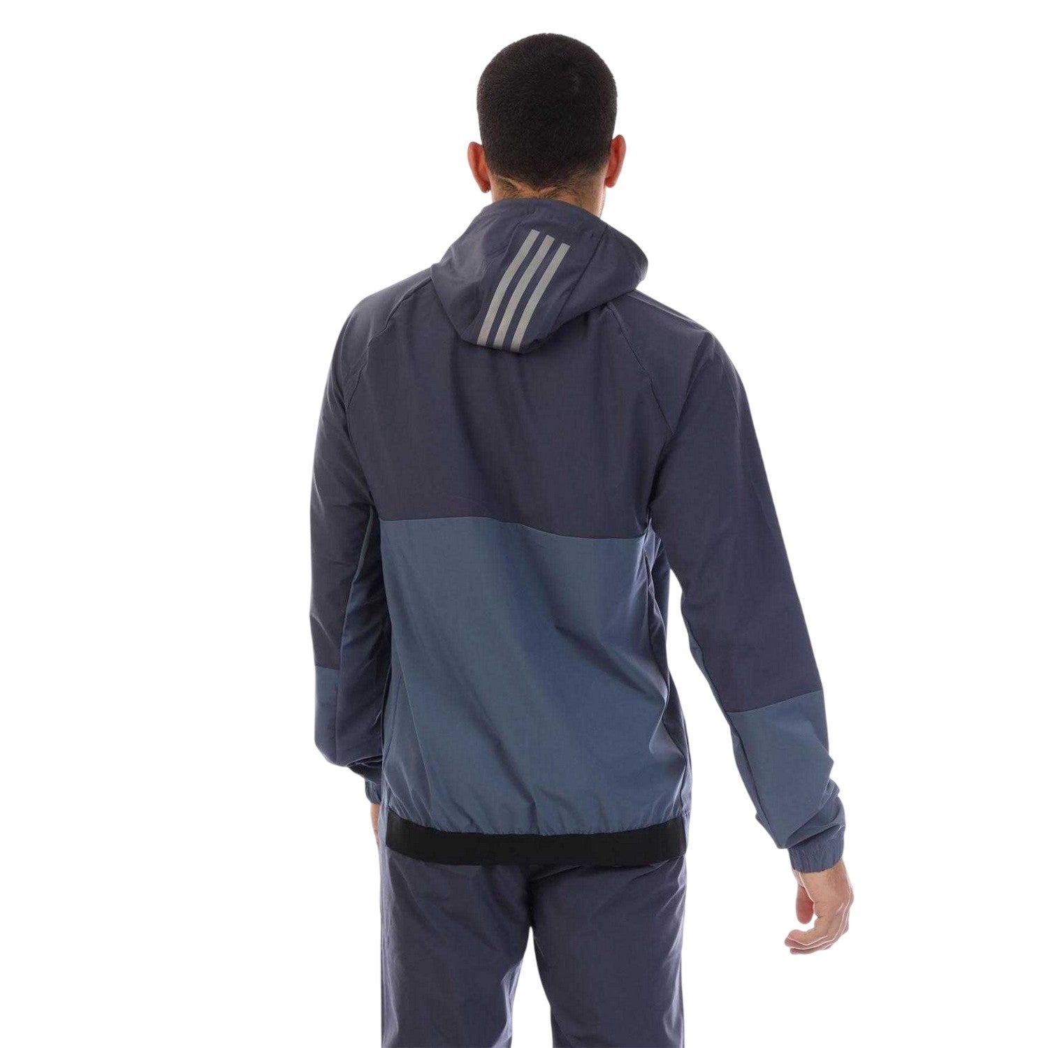 Navy - Back - Adidas Mens Logo Climacool Woven Hooded Jacket