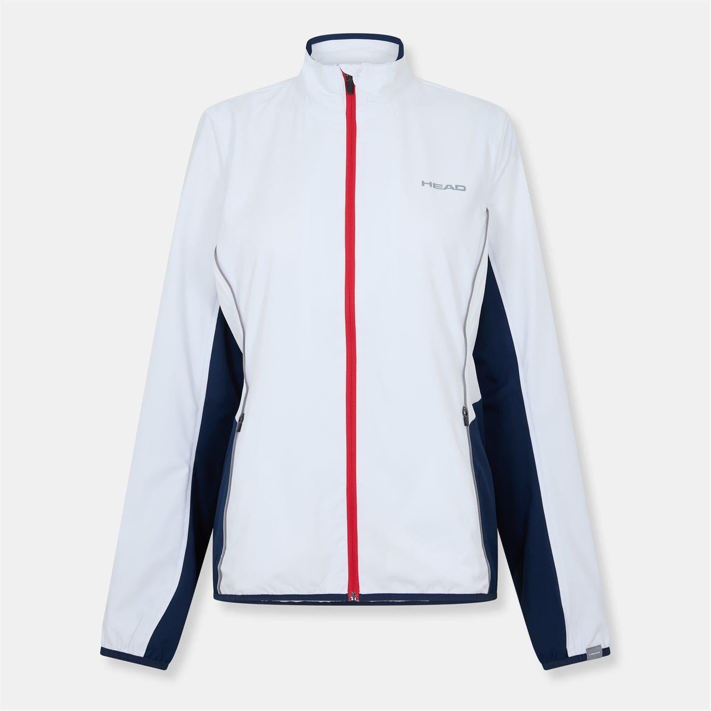 White-Red - Front - Head Womens-Ladies Club Logo Full Zip Track Jacket