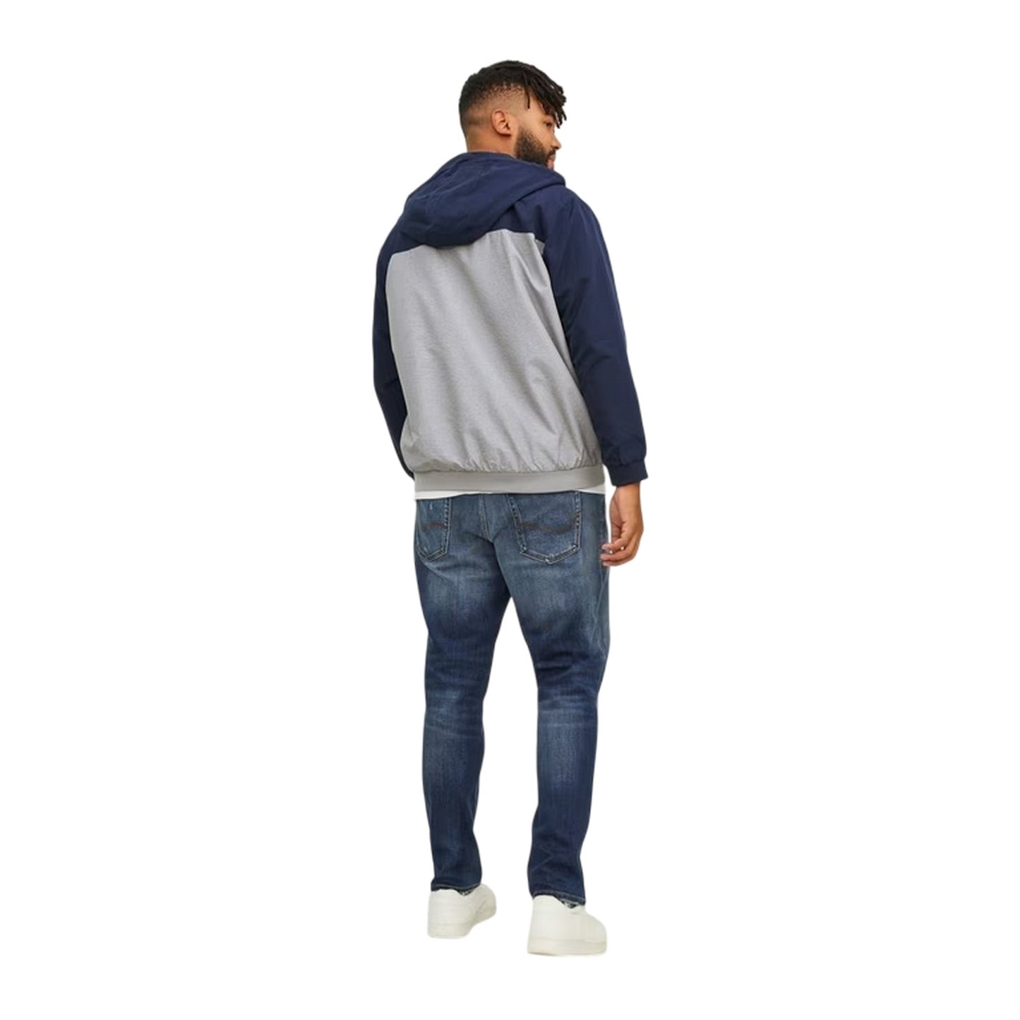 Navy Blazer - Back - Jack And Jones Mens Colour Block Hooded Bomber Jacket